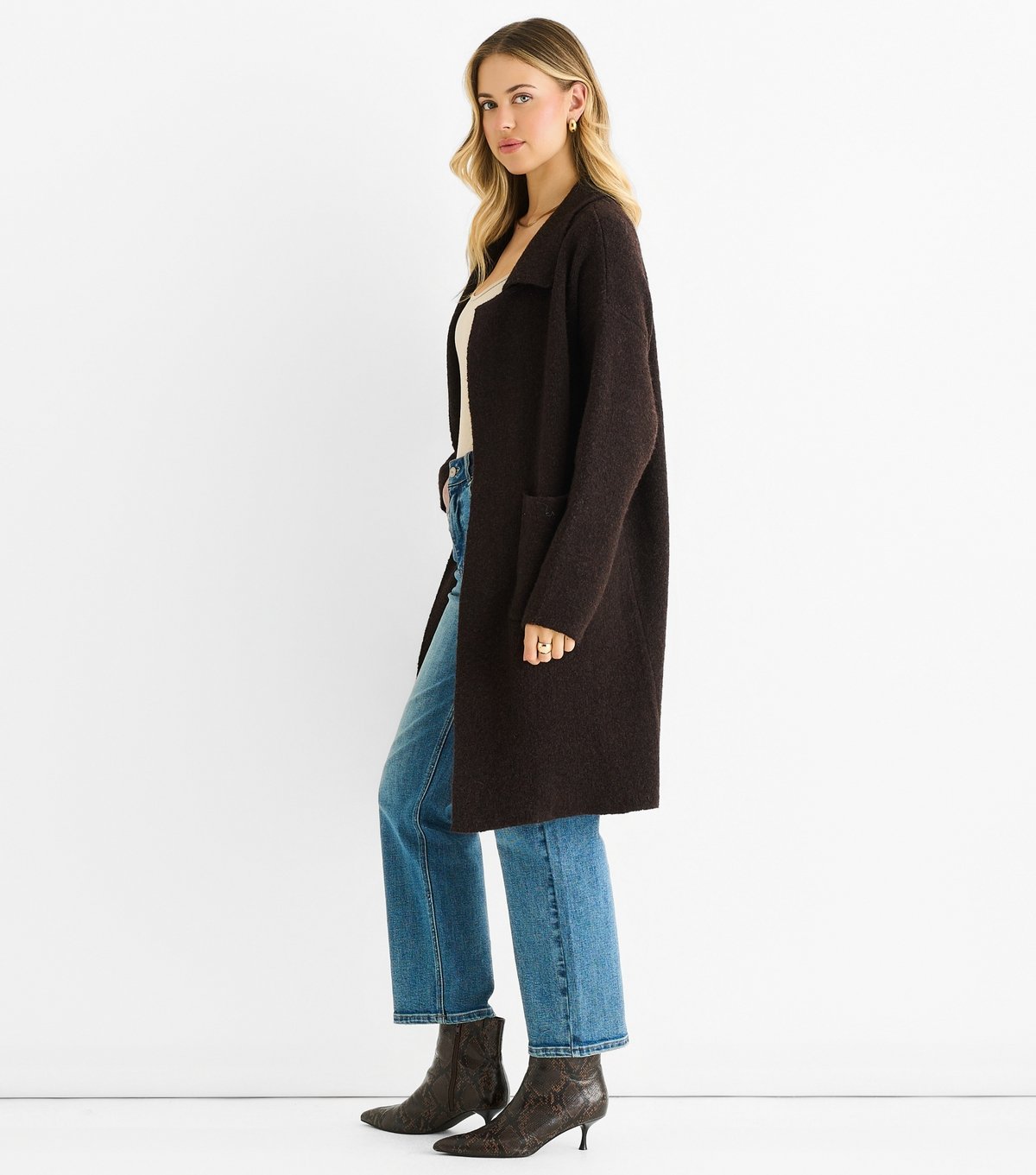 Gini London Women's Brown Longline Coat Gini London New Look - 4