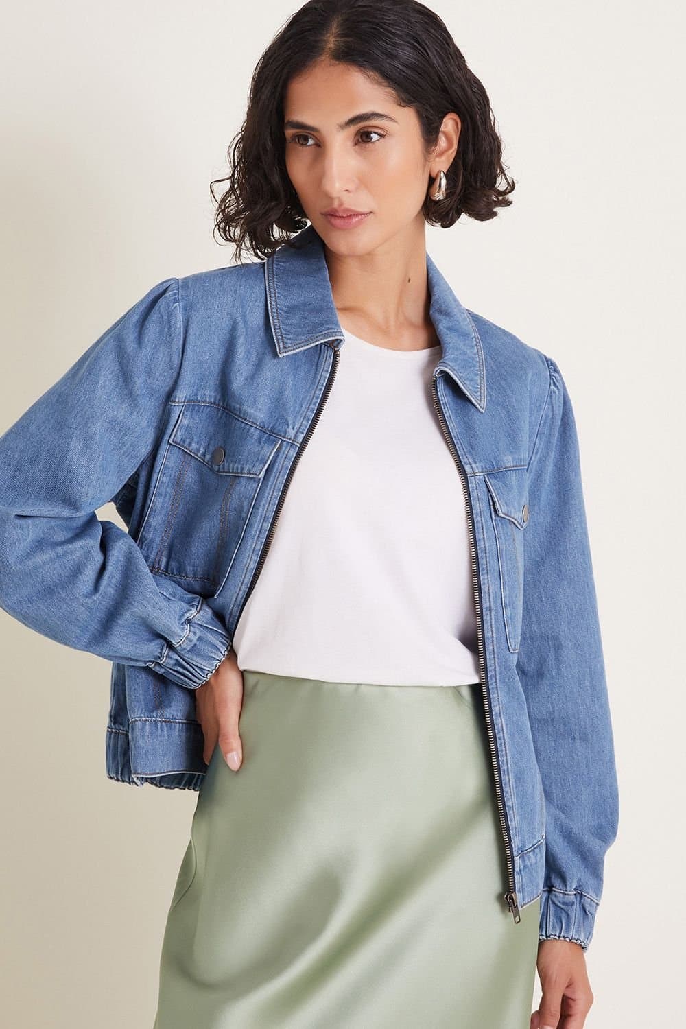 Monsoon Monsoon Blue Denim Bomber Jacket for Women