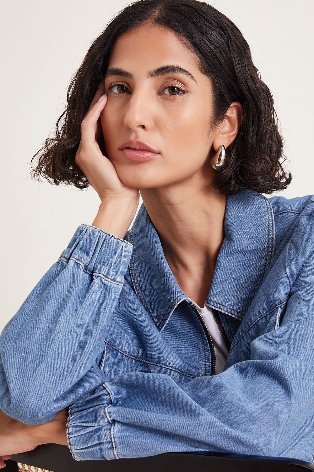 Monsoon Monsoon Women's Billie Denim Bomber Jacket in Blue - 4