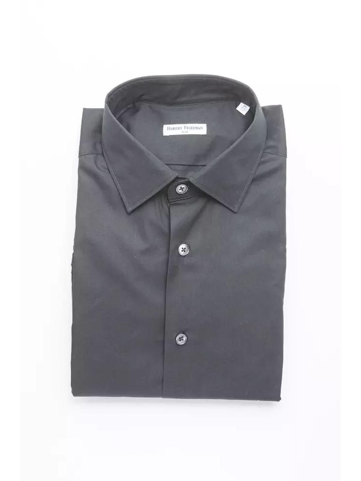 Robert Friedman Robert Friedman Men's Black Cotton Shirt - 3