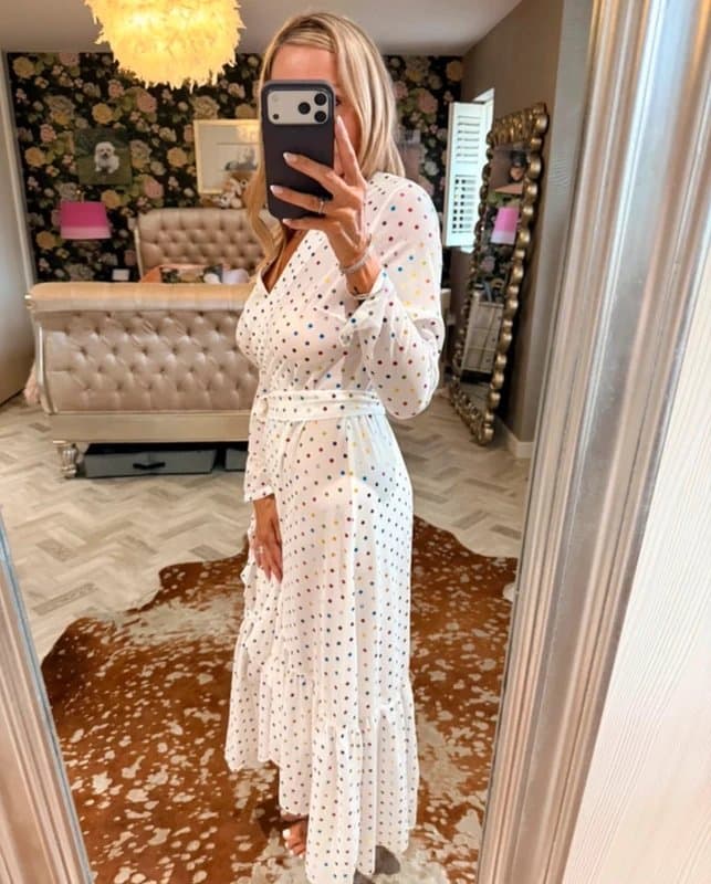 Never Fully Dressed Never Fully Dressed sheer iconic wrap dress with metallic dots size 10