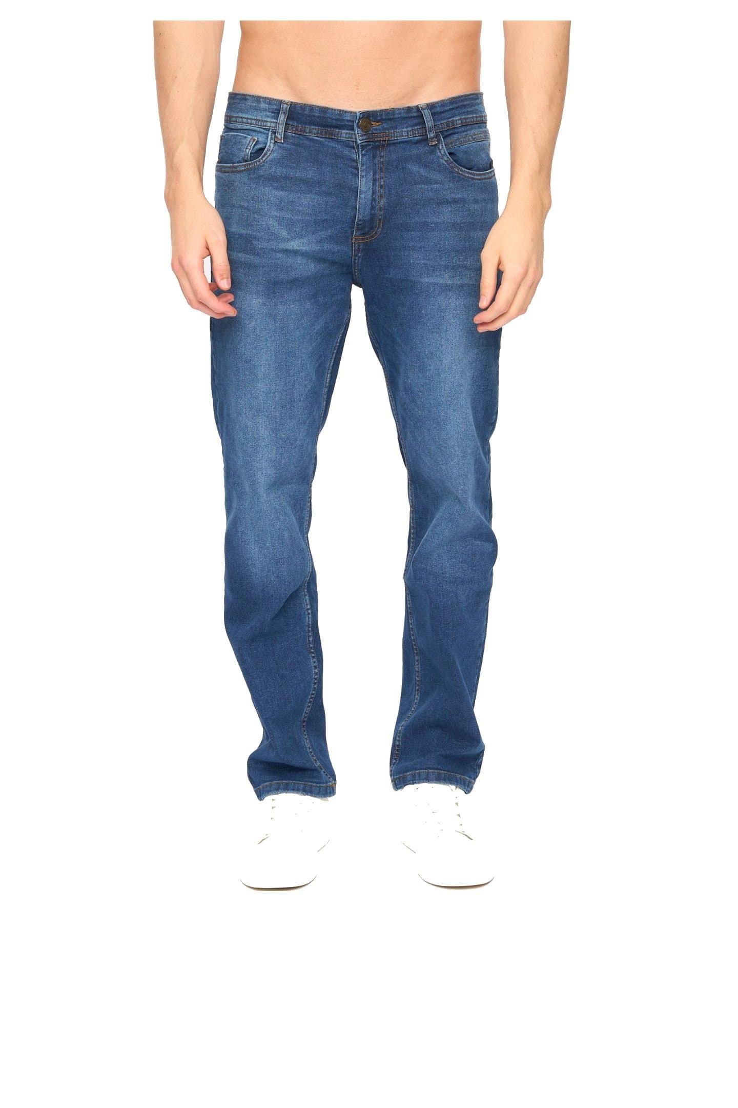 Duck&Cover Duck&Cover Men's Elix Regular Straight Leg Comfort Stretch Denim Jeans in Mid Blue