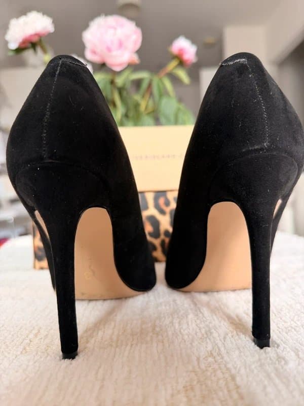 River Island River Island Black Faux Suede Heels - Wide Fit