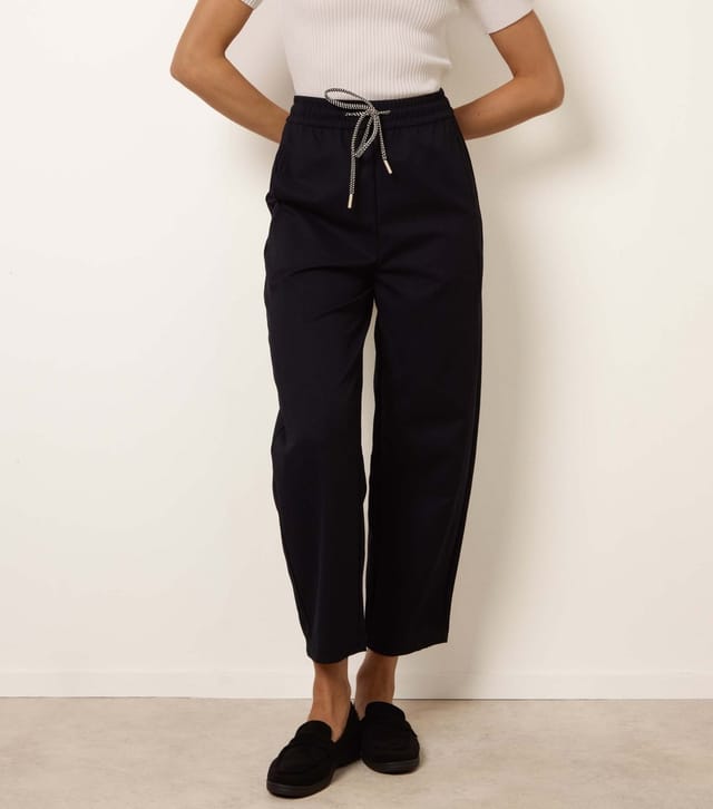 Blue Vanilla Women's Navy Elasticated Drawstring Trousers Blue Vanilla New Look - 2