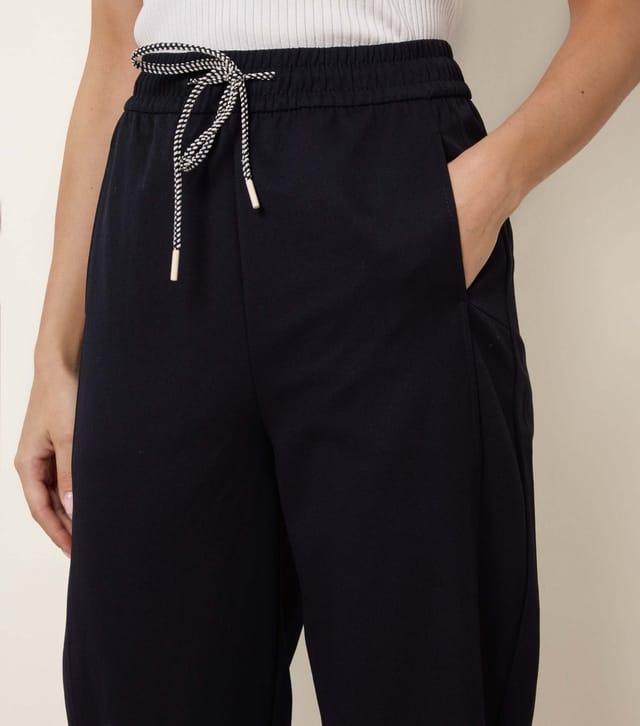Blue Vanilla Women's Navy Elasticated Drawstring Trousers Blue Vanilla New Look - 3