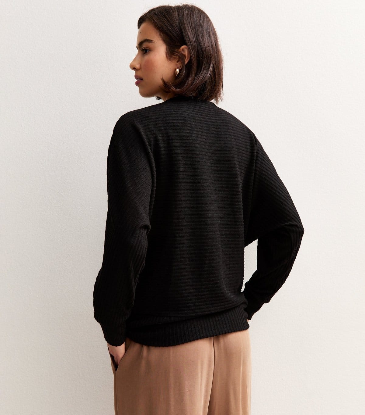 New Look Women's Black Soft Touch Ribbed Batwing Sleeve Top New Look - 4