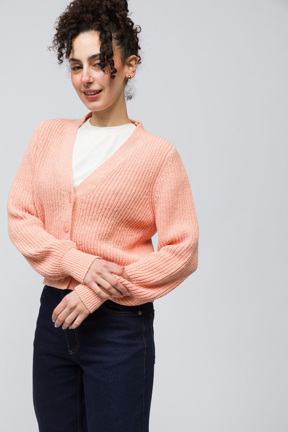 Dexia Dexia Women's Stylish Orange Cardigan with a Comfortable Fit - 3