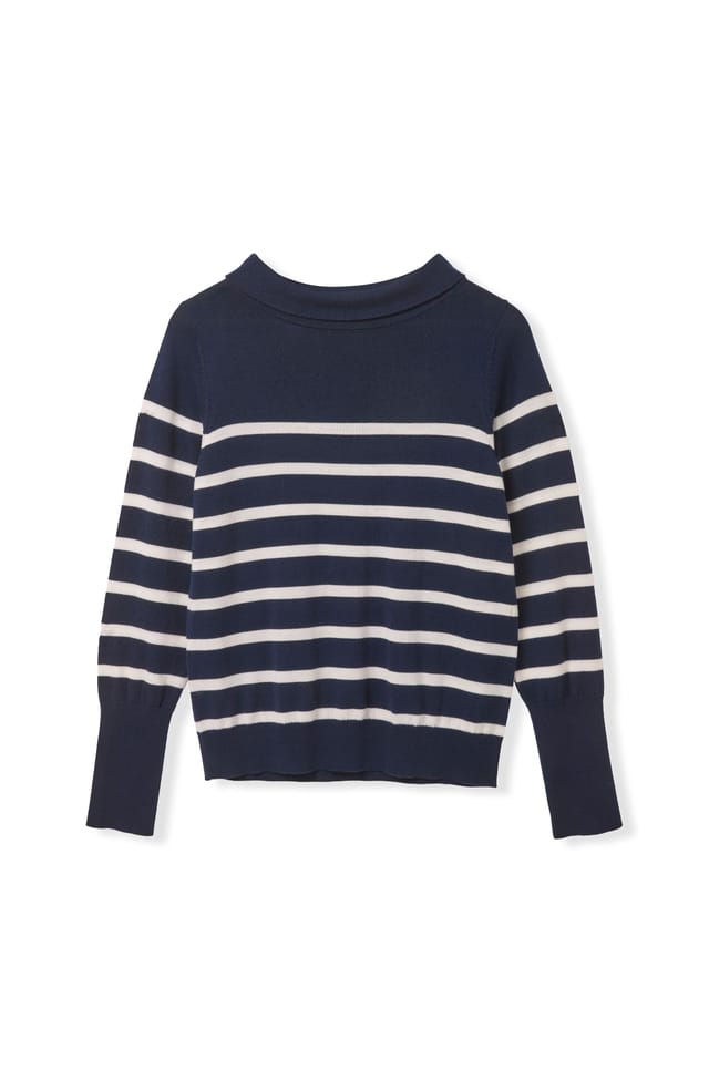 Celtic & Co Celtic & Co Women's Fine Knit Merino Collard Sweater in Dark Navy - 2