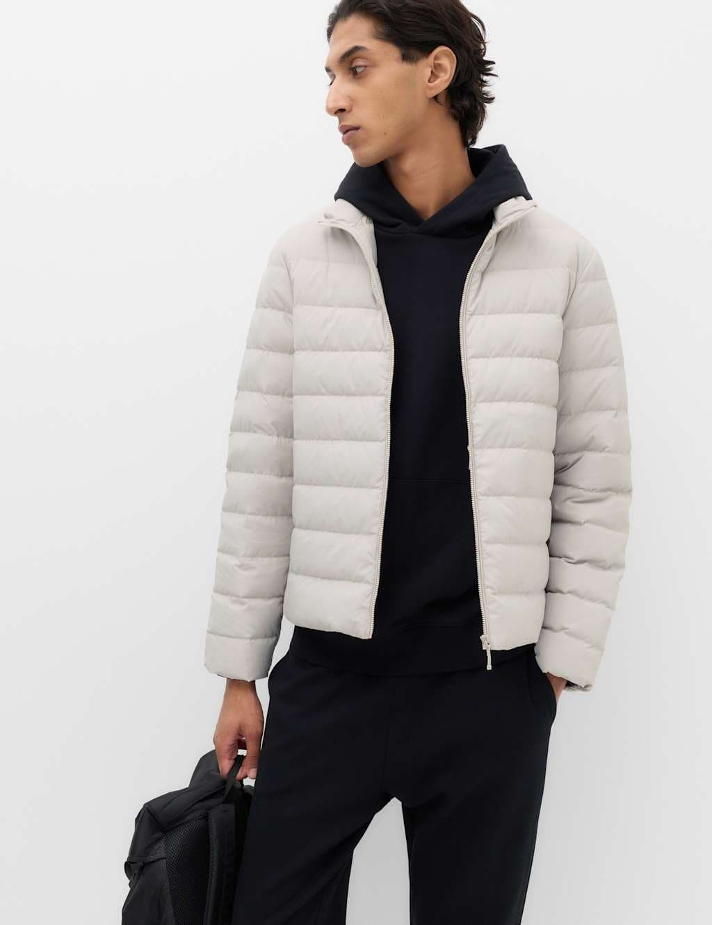 Marks & Spencer M&S Feather and Down Packaway Puffer Jacket Natural Beige