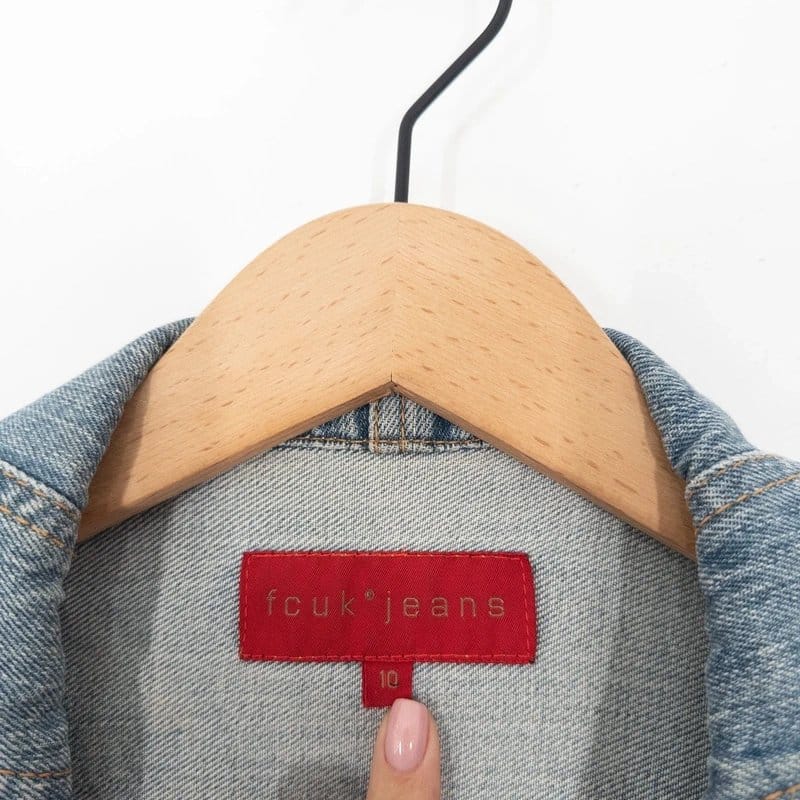 FCUK Jeans Y2K Vintage Denim Jacket Size 10 Light Blue