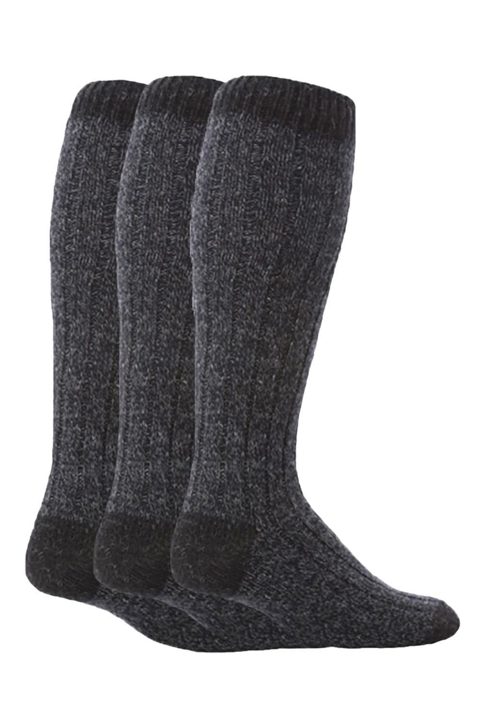 SOCKSHOP Workforce SOCKSHOP Workforce Men's 3 Pack Extra Long Knee High Knitted Wool Boot Socks in Navy