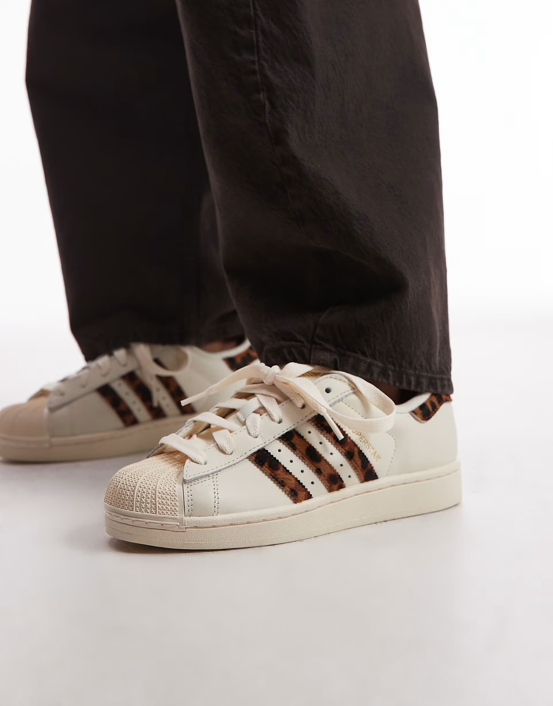 ASOS adidas Originals Superstar II trainers in white and leopard print pony hair