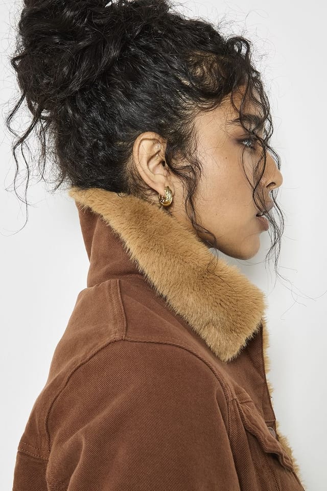 Apricot Apricot Women's Faux Fur Lined Denim Jacket in Terracotta - 2