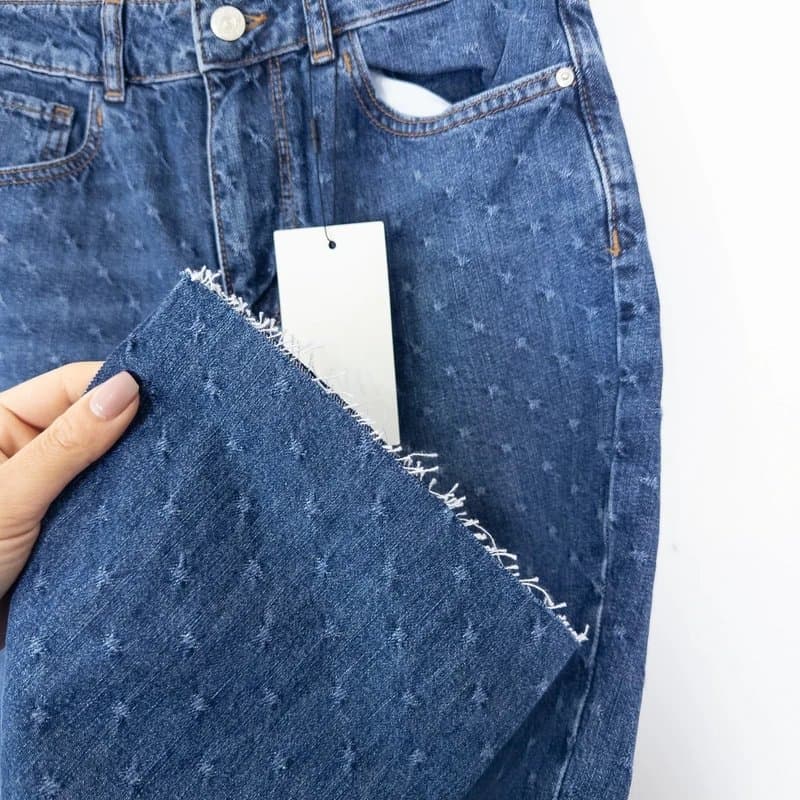 Zara Zara Straight Fit Jeans Size 8 36 NEW Medium Wash Texture Denim