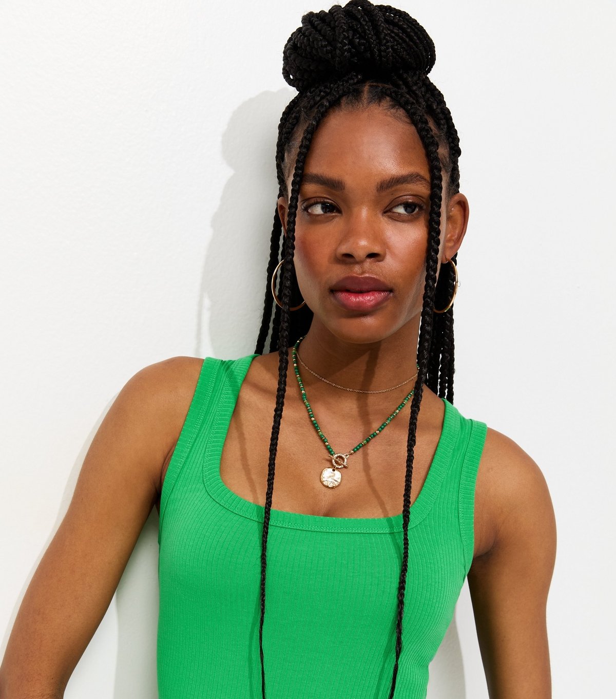 New Look Women's Bright Green Square Neck Vest Top New Look - 2