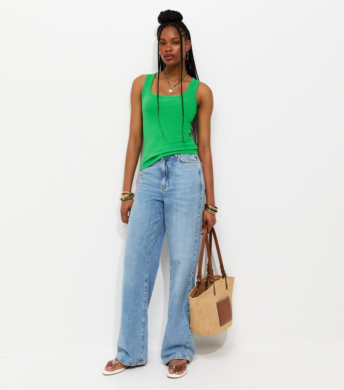 New Look Women's Bright Green Square Neck Vest Top New Look - 3