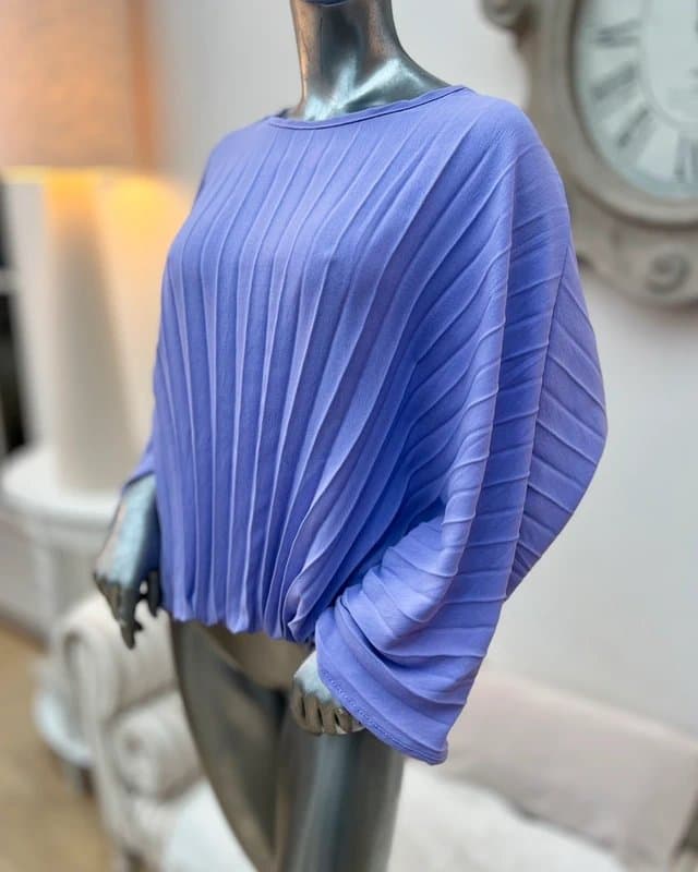 New Collection Lilac batwing pleated blouse bubble hem 14-18
