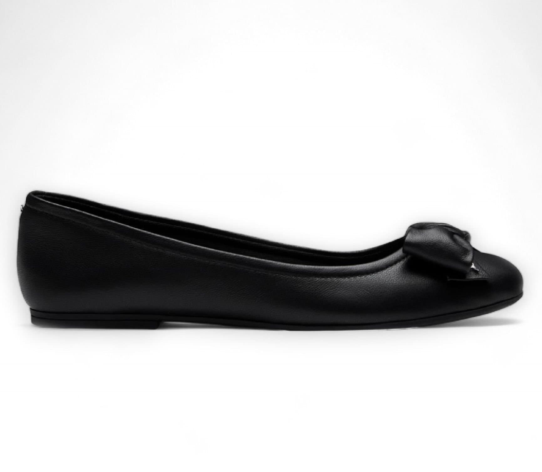 Windsor Smith Windsor Smith Women's Leather Flat Bellarina Shoes With Bow - Bunny in Black