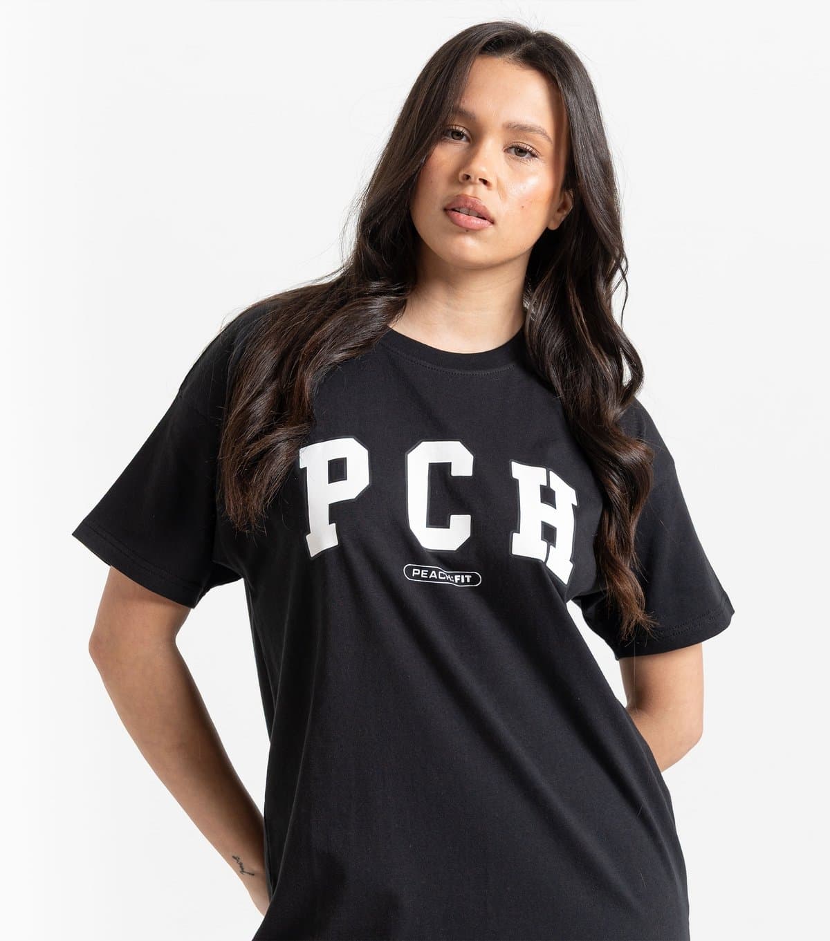Peach Fit Women's Black PCH Logo Elsie Tee Peach Fit New Look