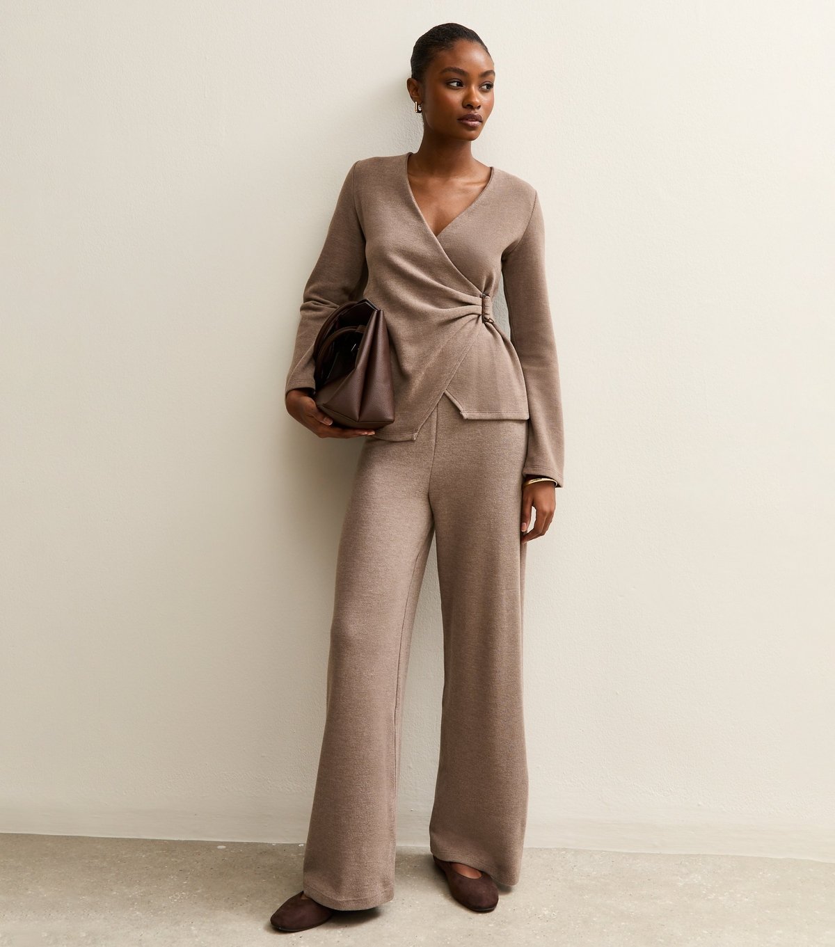 New Look Women's Mink Soft Touch Wide Leg Trousers New Look - 2