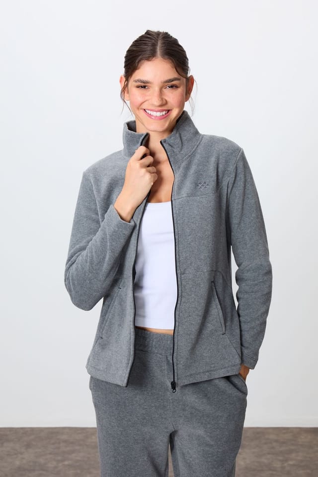 Tommy Life Tommy Life Women's Long-Sleeve Zipper Tracksuit Set in Grey - 2