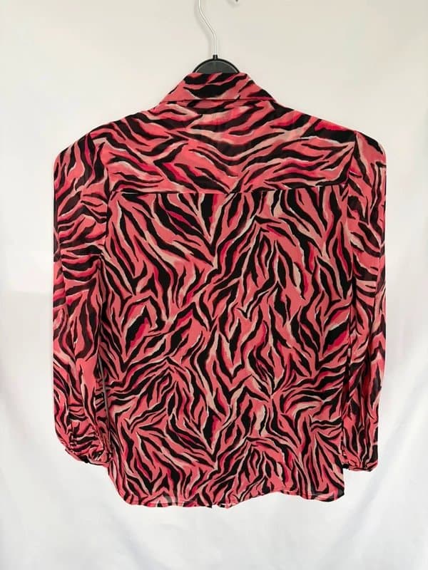 Sosandar Sosandar Red Animal Zebra Print Blouson Sleeve Shirt - Size 8
