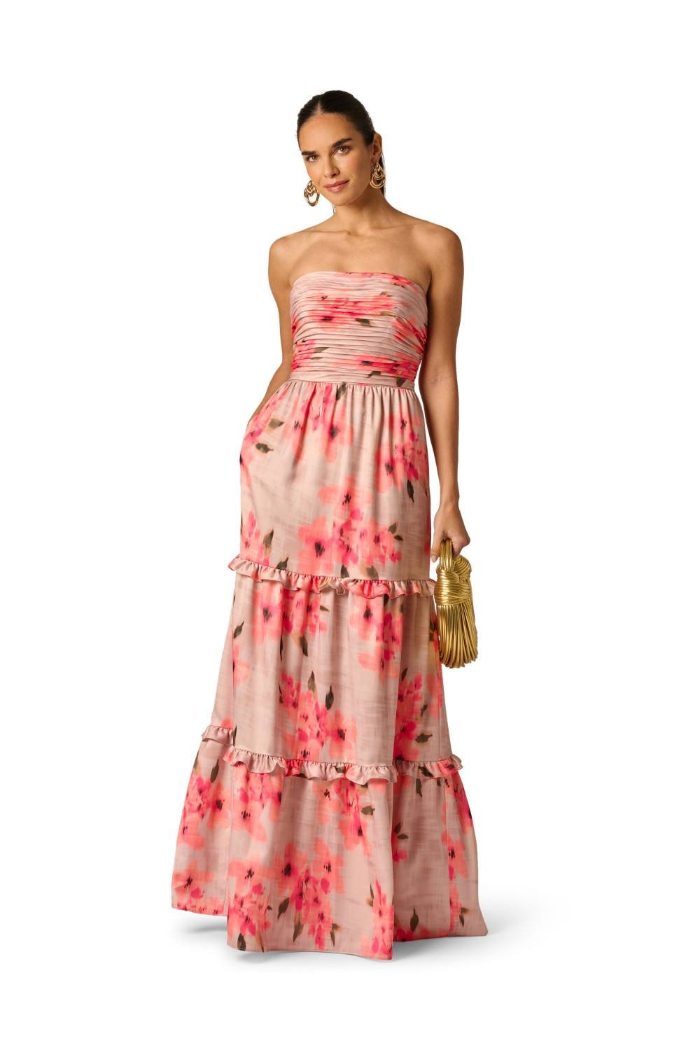Adrianna by Adrianna Papell Adrianna by Adrianna Papell Women's Printed Satin Long Dress in Beige - 3
