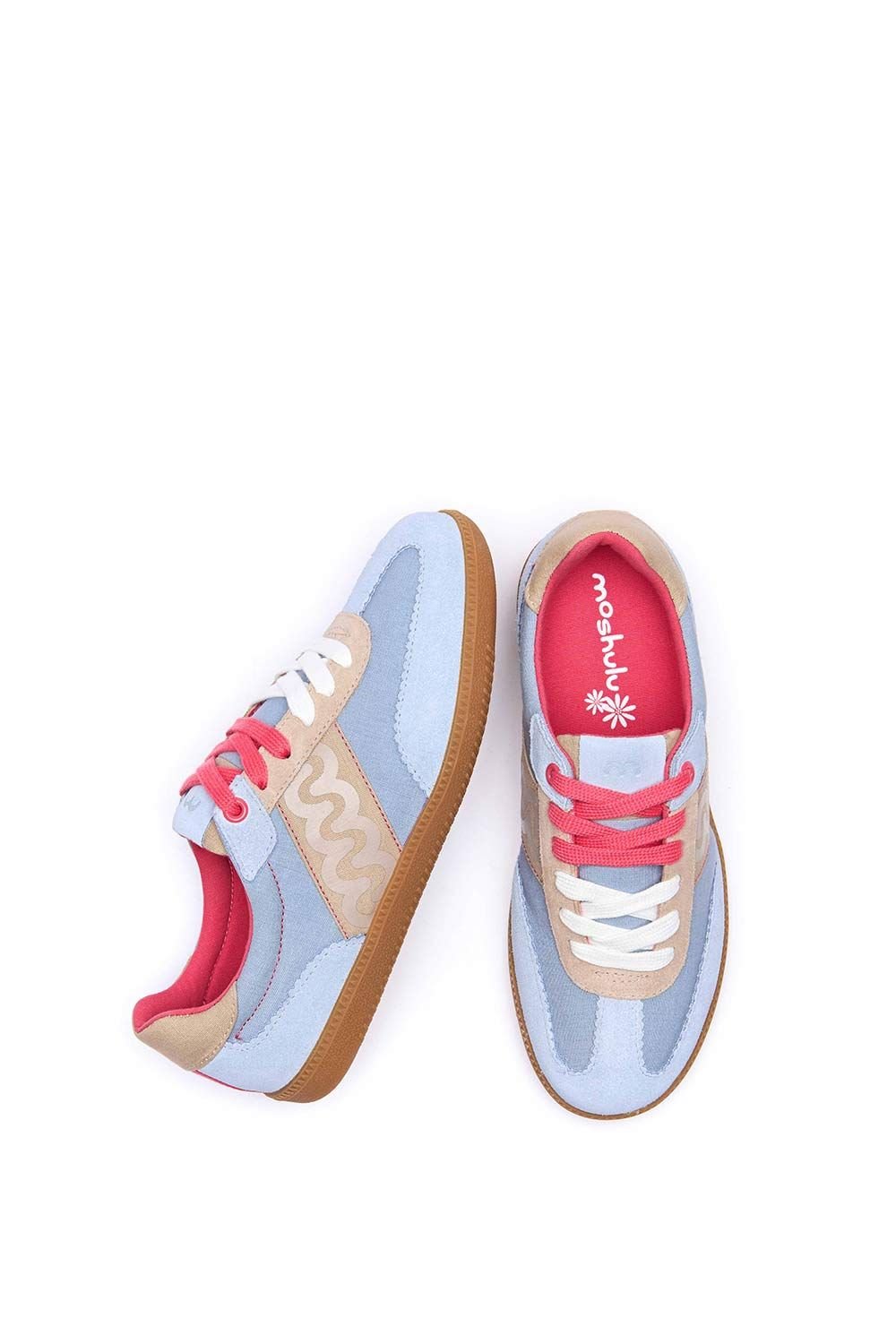 Moshulu Moshulu Women's 'Margot' Sporty Lace Up Trainers in Light Blue - 2