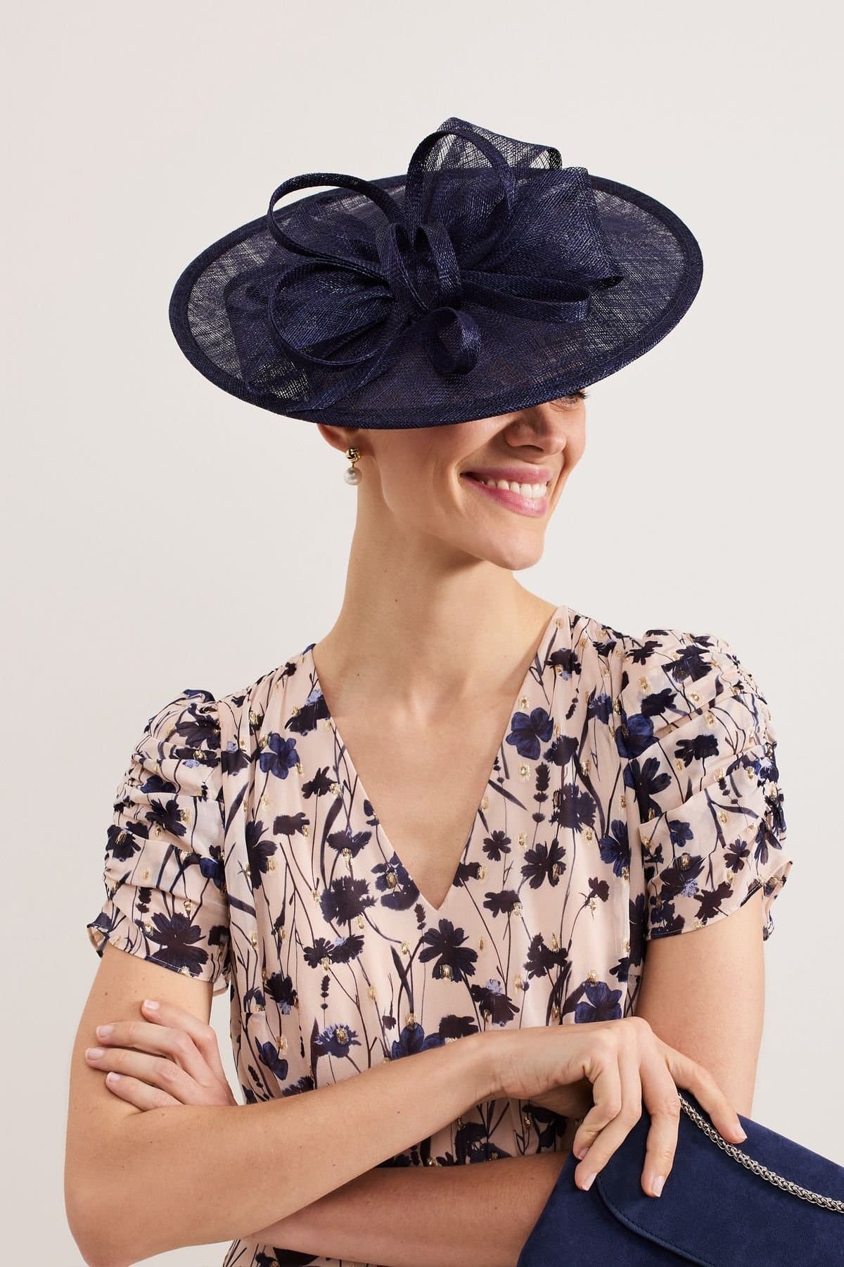 Phase Eight Phase Eight Women's Navy Bow Disc Fascinator in Dark Navy
