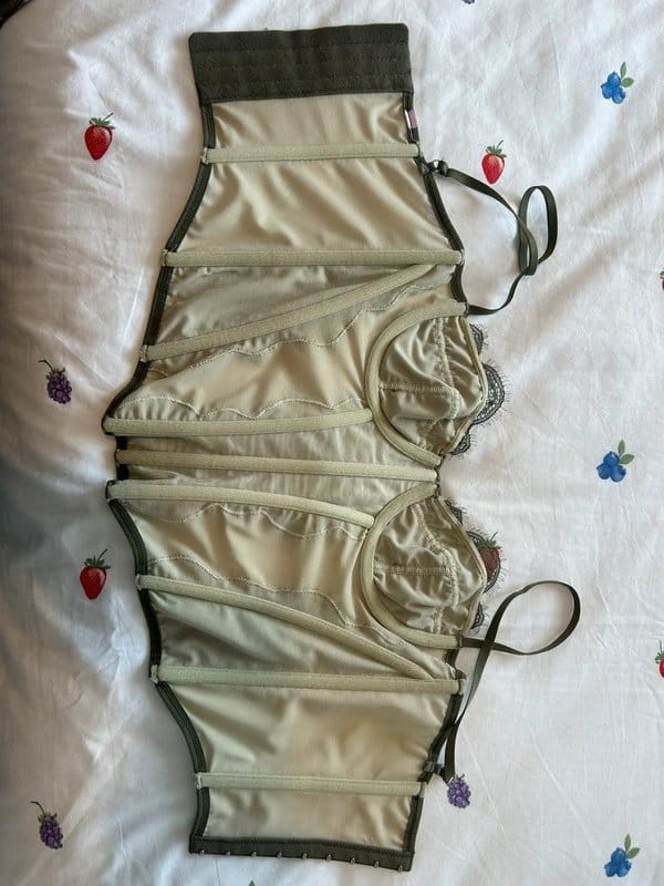 Bershka Khaki Lace Strappy Corset Top