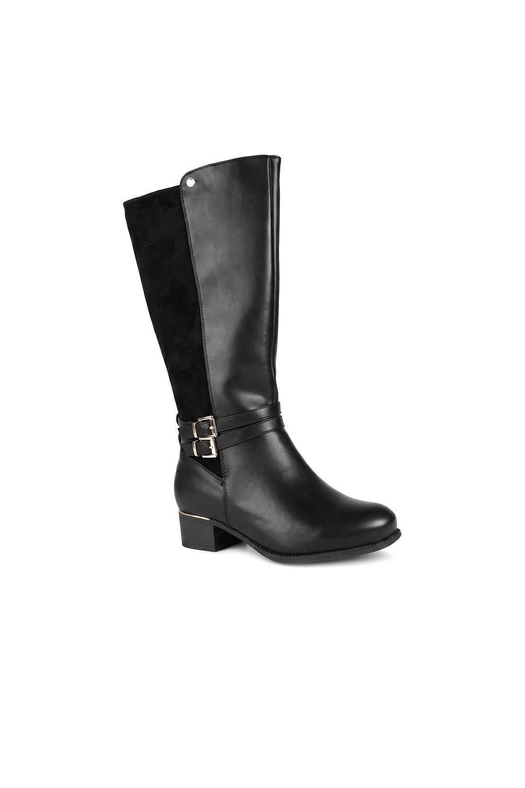 Easyfit Easyfit Women's Extra Wide Smart Buckled Long Boots in Black