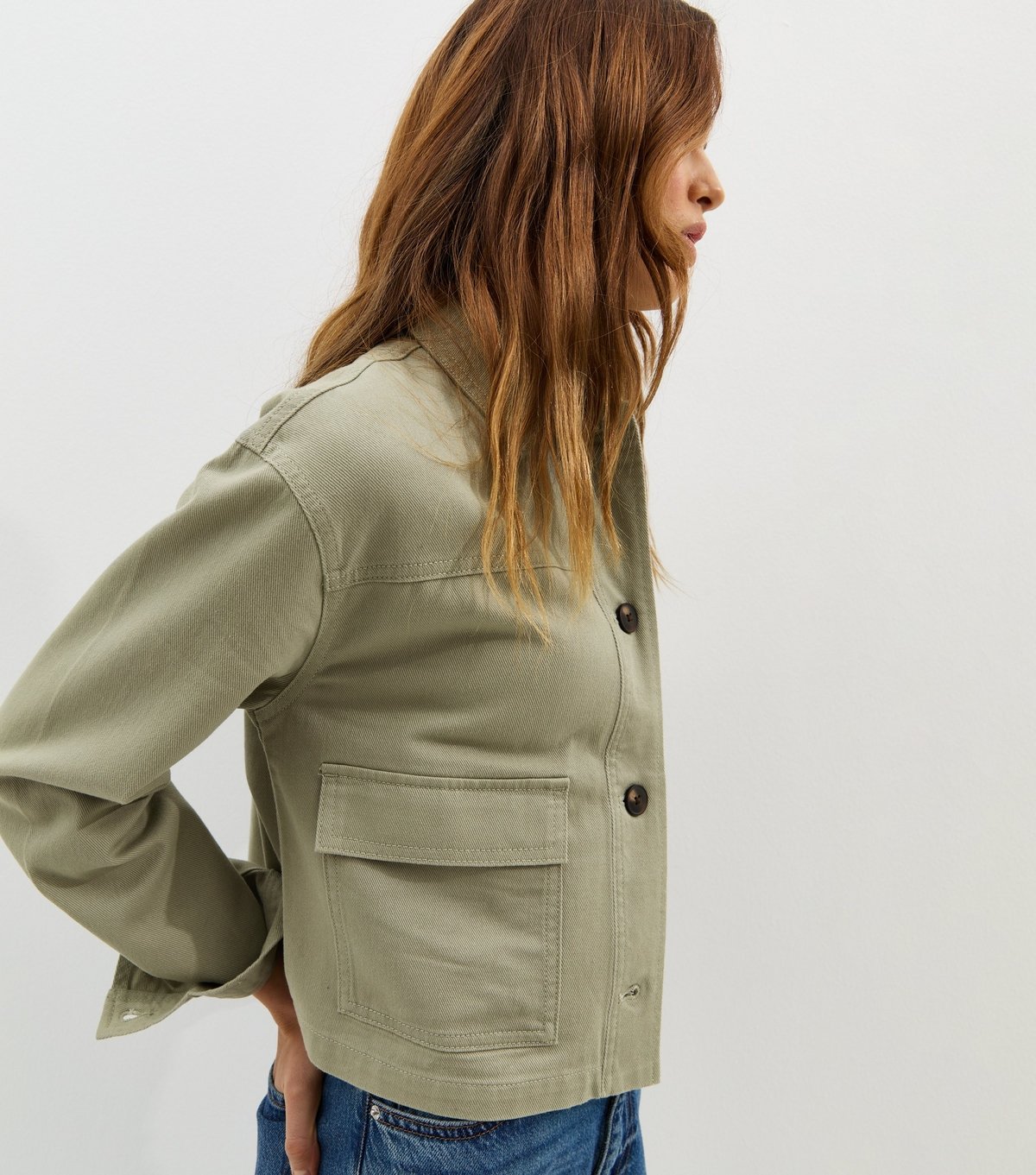 New Look Women's Light Khaki Flap Pocket Cotton Shacket New Look - 3