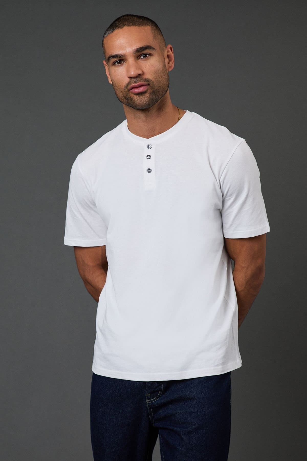 Burton Burton Men's White Grandad Neck T-Shirt