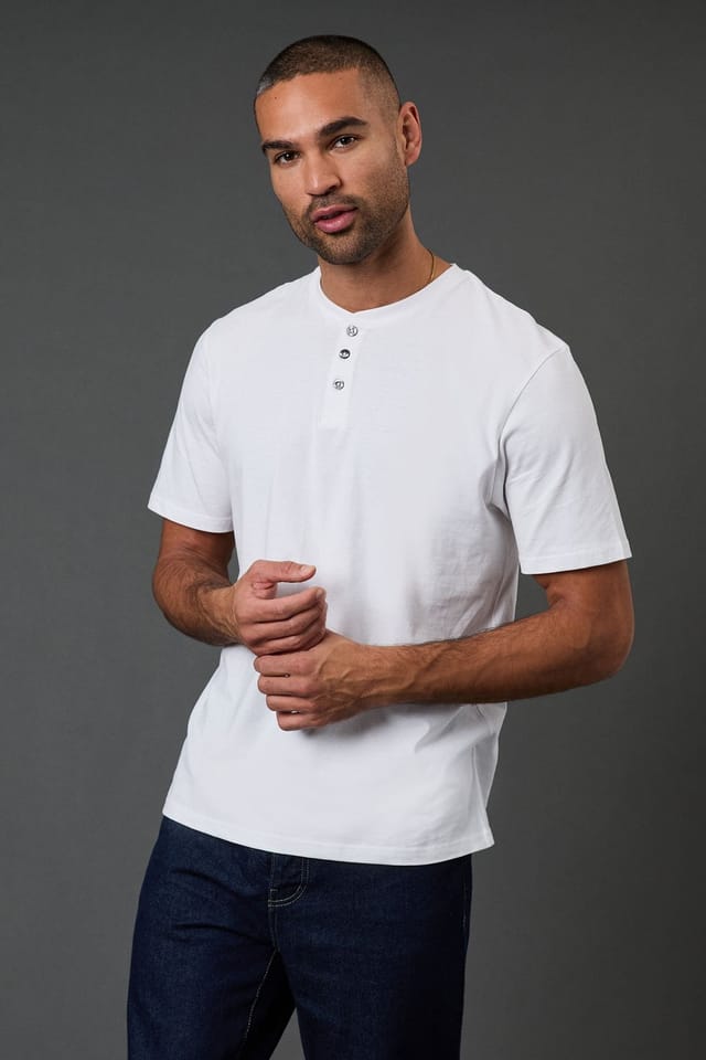 Burton Burton Men's White Grandad Neck T-Shirt - 2