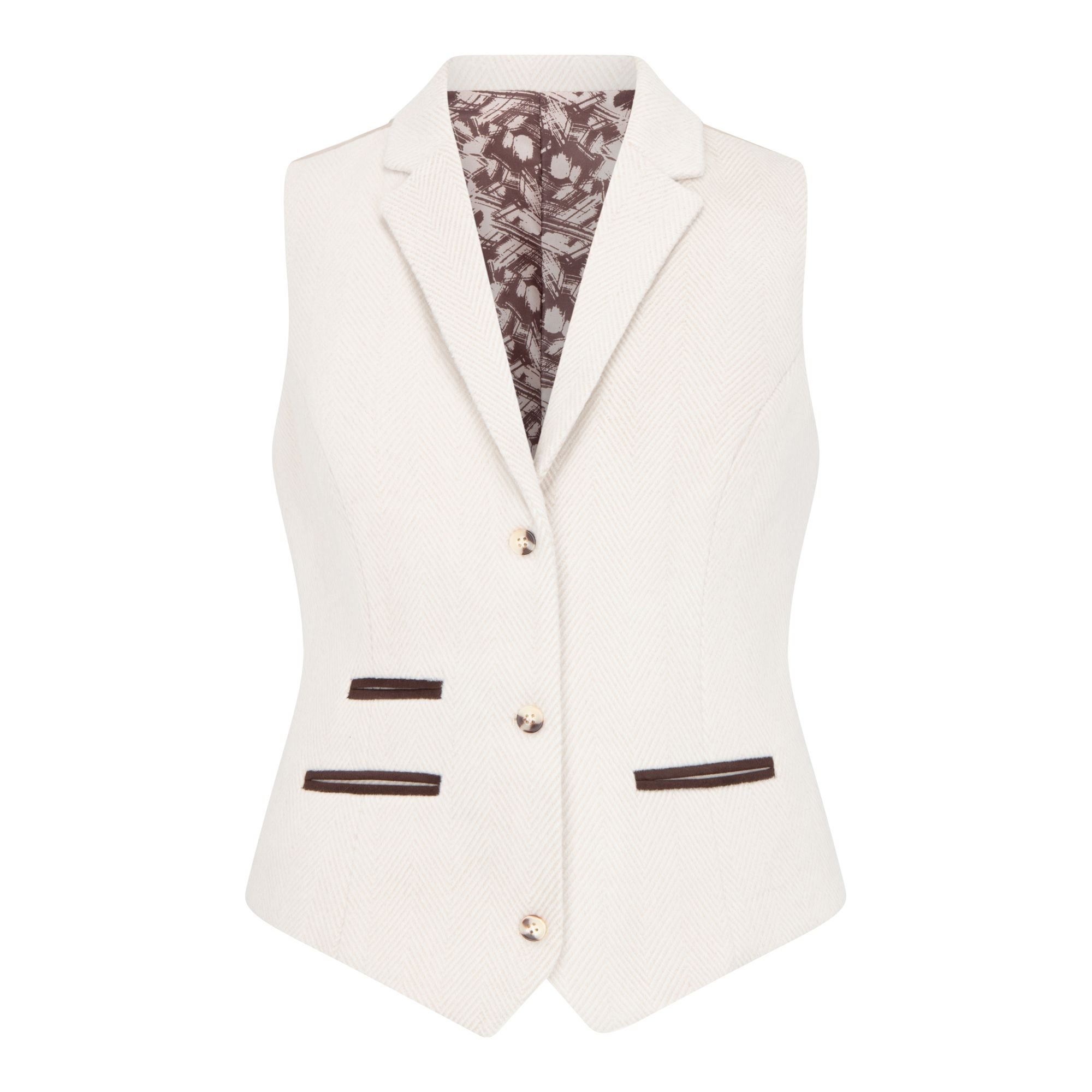 Infinity Leather Infinity Leather Women's Tailored Fit Wool Blend Tweed Waistcoat in Beige - 2