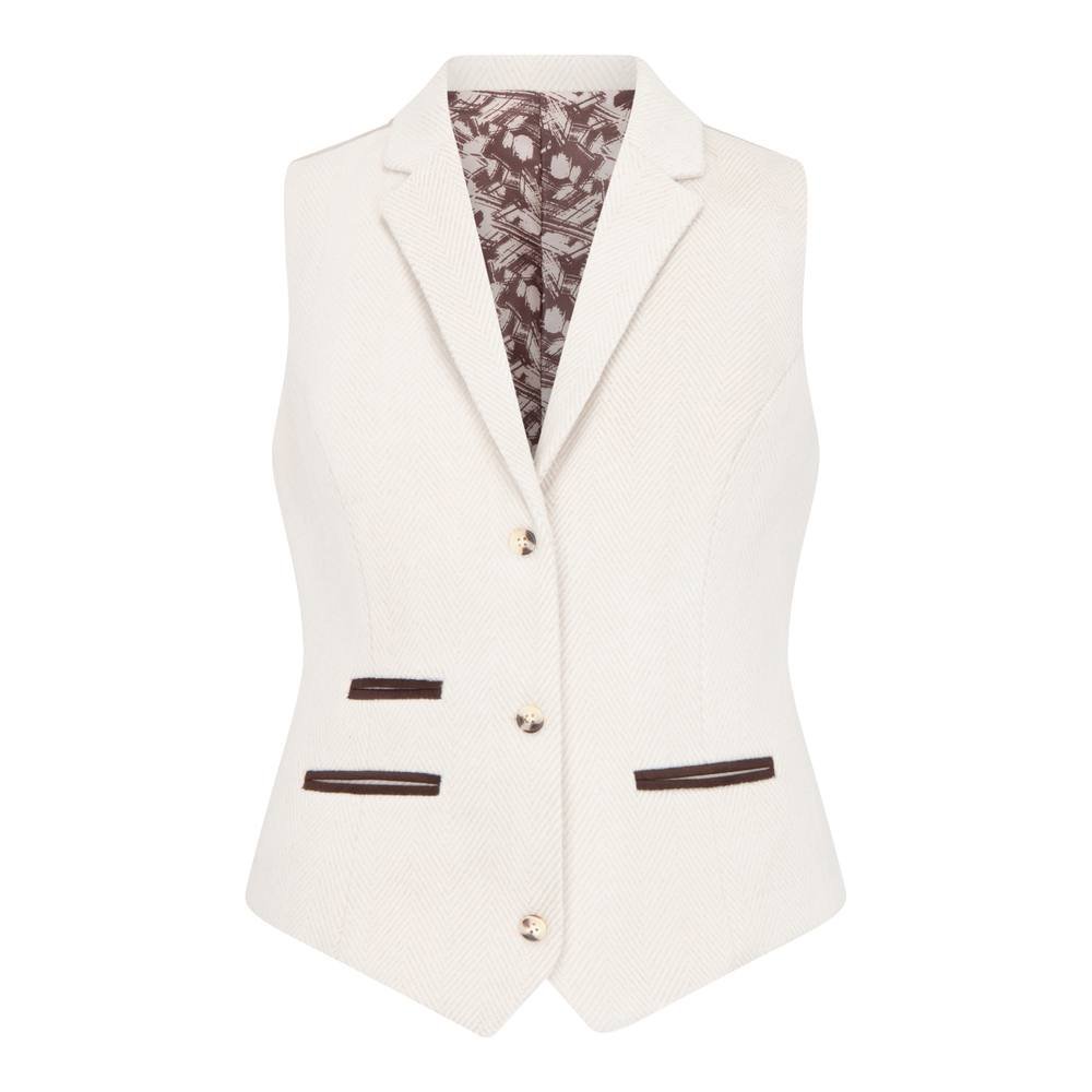 Infinity Leather Infinity Leather Women's Tailored Fit Wool Blend Tweed Waistcoat in Beige - 3