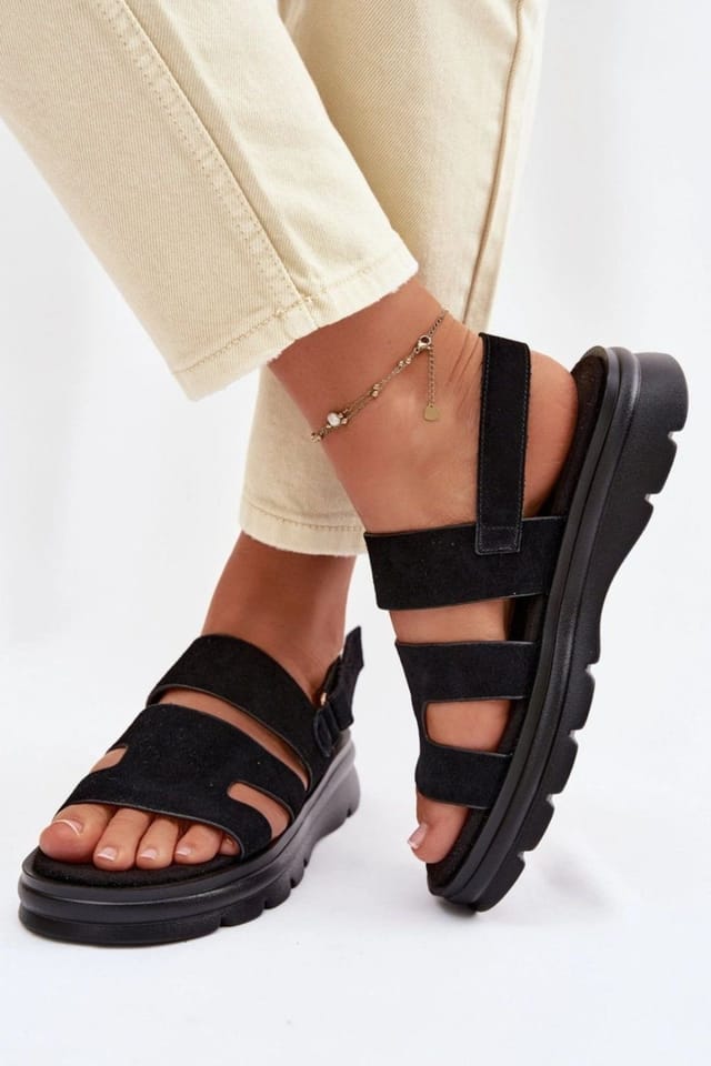 Love Lace Love Lace Women's Cushioned Step In Sandals with Adjustable Buckle Strap in Black - 3
