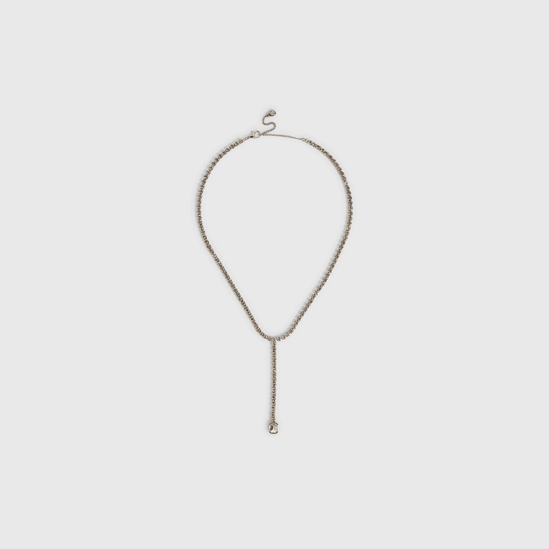 River Island River Island Womens Silver Rhinestone Cupchain Necklace