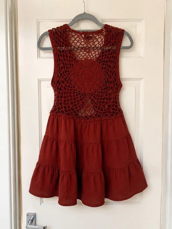 ASOS Design ASOS design Rust Crochet Boho Mini Dress size 10