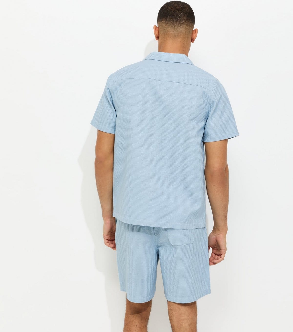 New Look Men's Light Blue Regular Waffle Shirt New Look - 4
