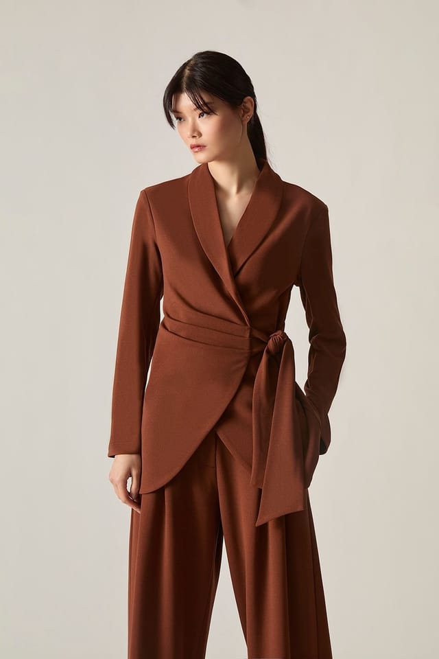 James Lakeland James Lakeland Women's Rust Side Sash Blazer in Brown - 2