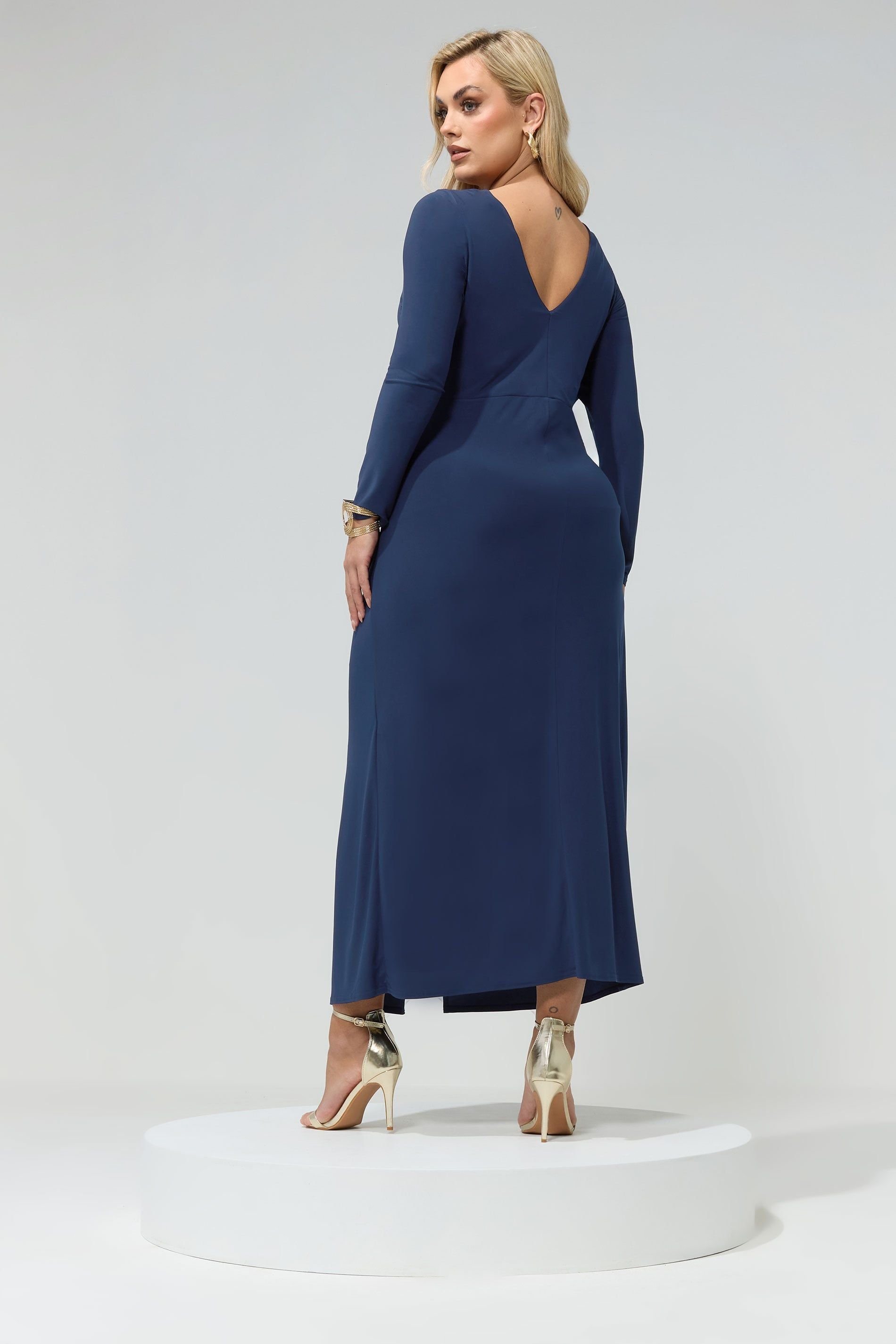 Yours Yours Women's Knot Front Maxi Dress in Mid Navy - 3