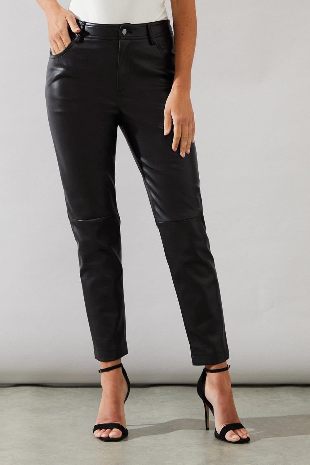 Wallis Wallis Women's Petite Faux Leather Jeans in Black