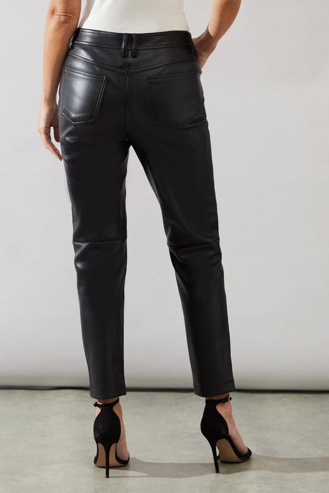 Wallis Wallis Women's Petite Faux Leather Jeans in Black - 3