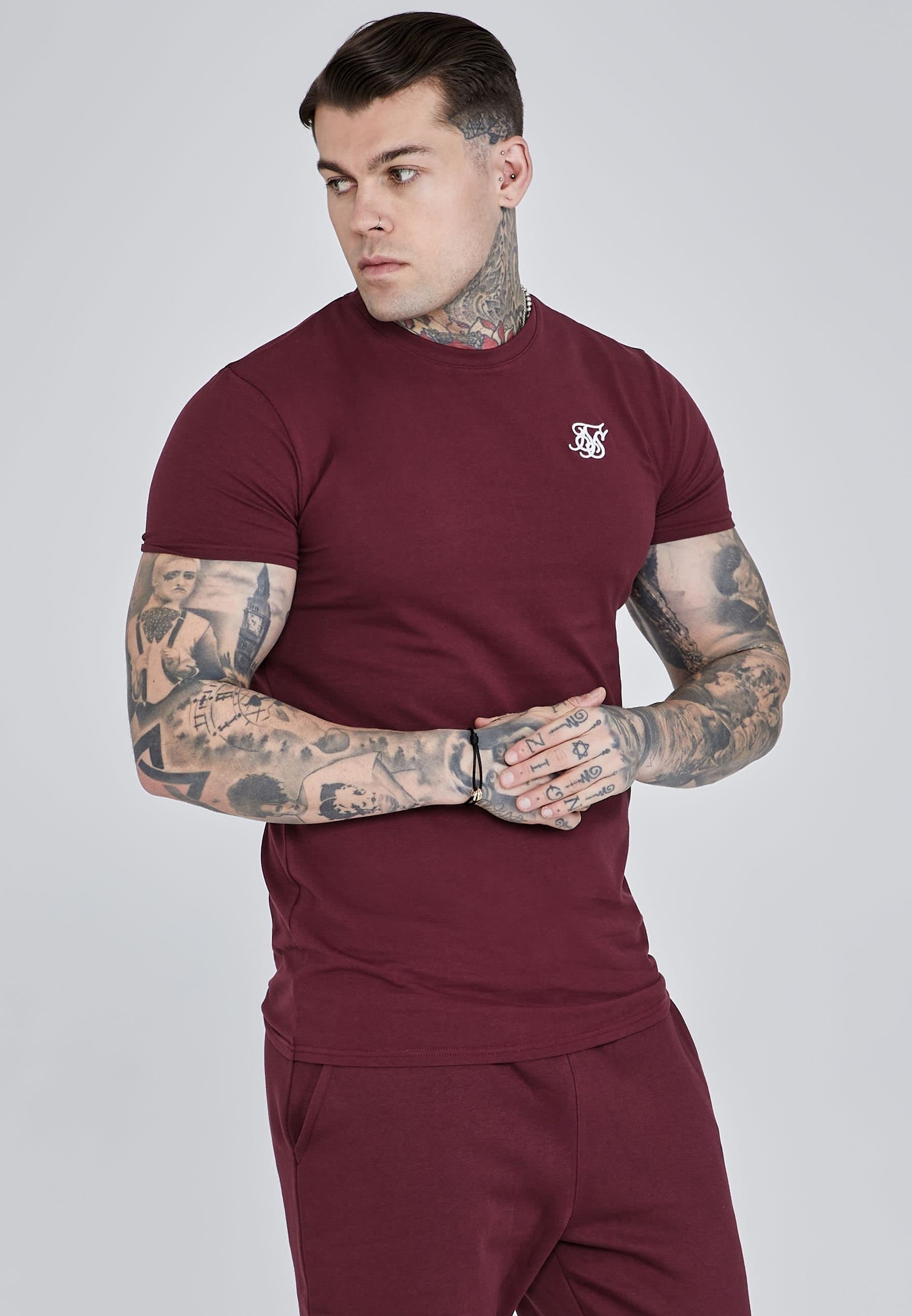 SikSilk SikSilk Men's Burgundy Essentials T-Shirt
