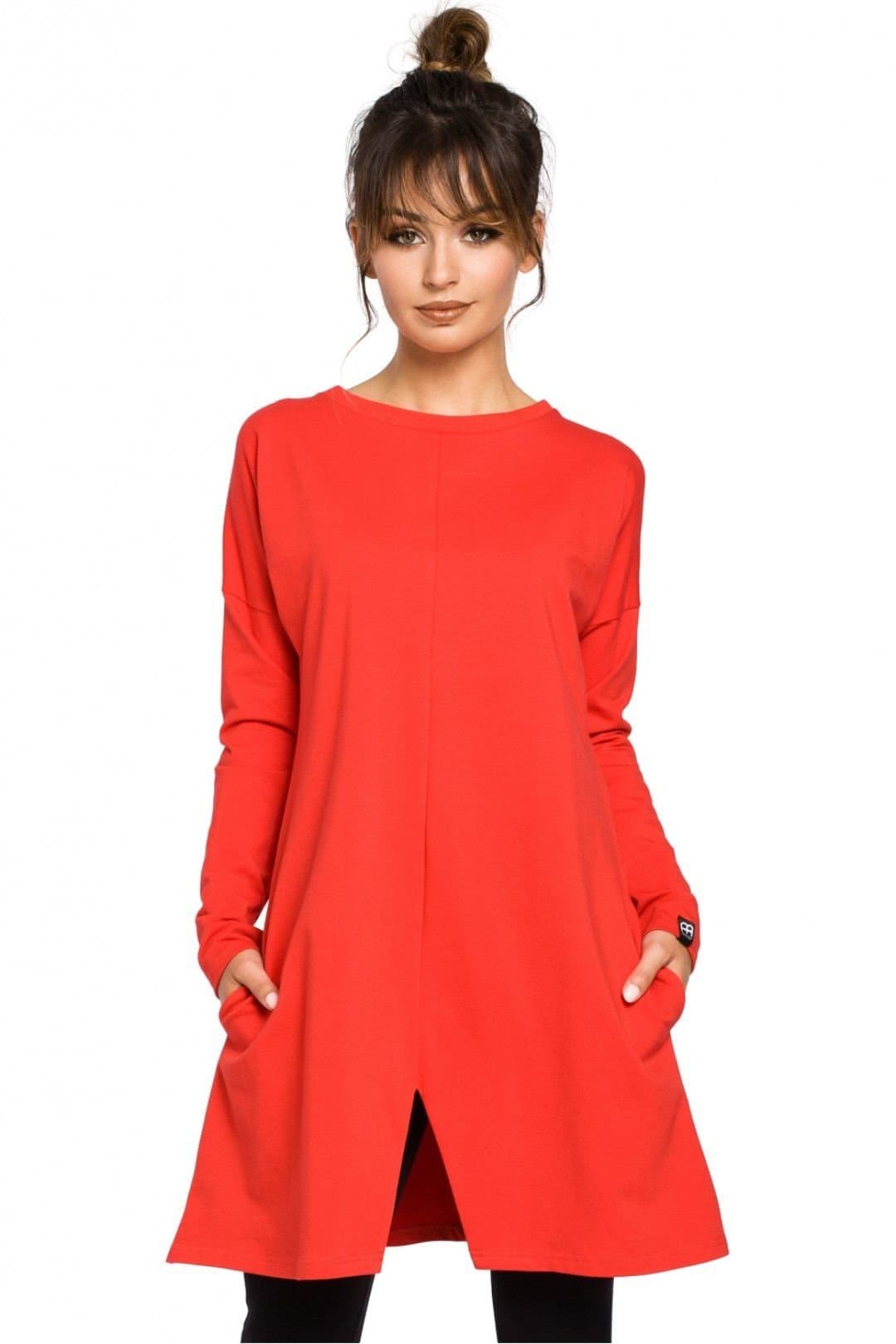 Love Lace Love Lace Women's Feminine Trapeze Long Sleeve Tunic Top in Red