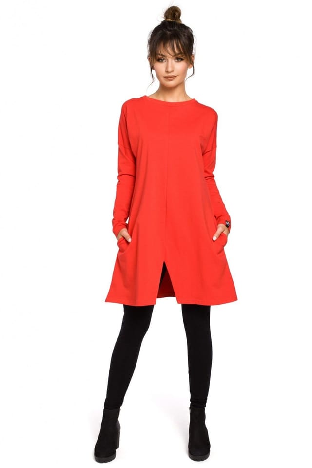 Love Lace Love Lace Women's Feminine Trapeze Long Sleeve Tunic Top in Red - 2