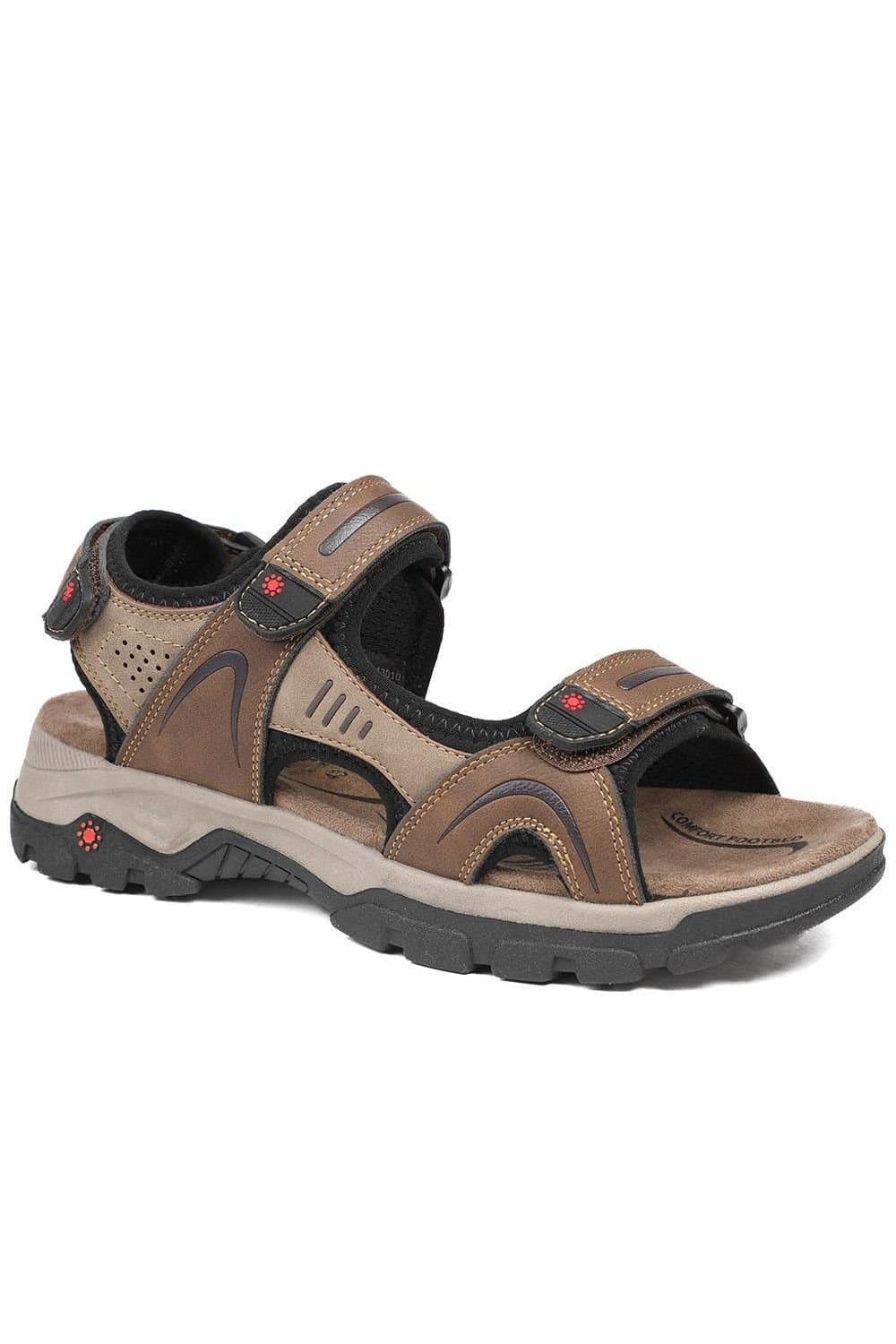 Pavers Pavers Men's Relife Extra Wide Triple Fasten Sandals in Brown
