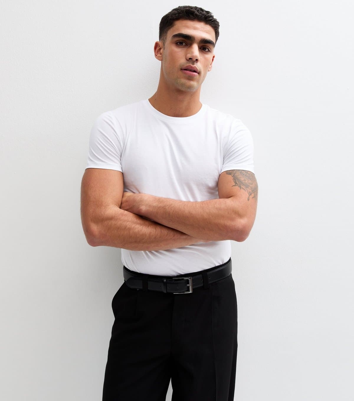 New Look Men's White Cotton Muscle Fit T-Shirt New Look