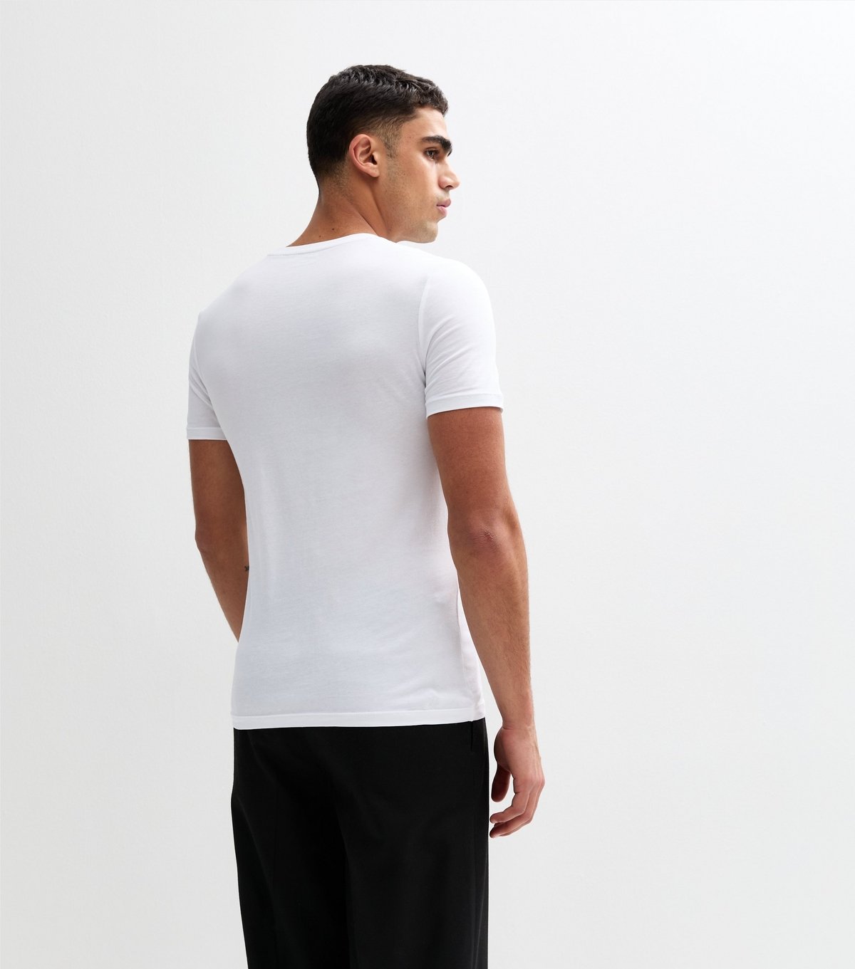 New Look Men's White Cotton Muscle Fit T-Shirt New Look - 4